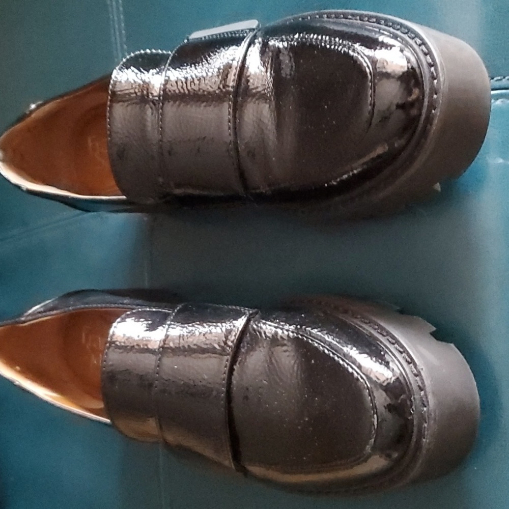 Franco Sarto Black Patent Loafers Brindy